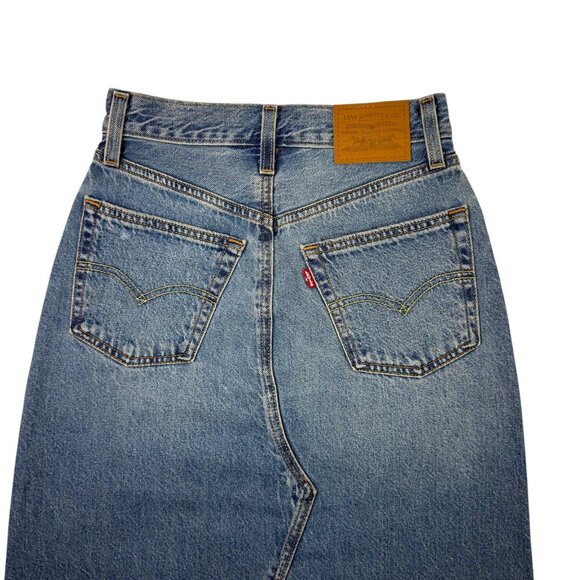Levi’s Premium Iconic Maxi Skirt Women’s 23 -XXS- Blue Denim HighRise Button Fly - Picture 9 of 16